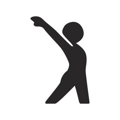 A black silhouette icon of a person stretching or exercising, representing physical activity as self-care.
