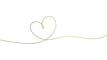 Heart Continuous Line Drawing on Transparent Background Symbol of Care and Emotion