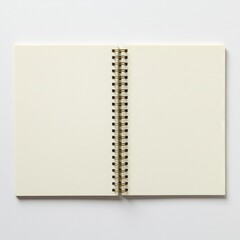 Open spiral notebook isolated on white background for notes, sketches, and planning.