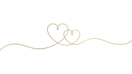 Continuous Line Art of Intertwined Hearts on Transparent Background Vector Design