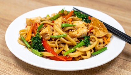stir fry chicken with udon noodles