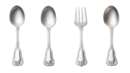 Elegant silverware spoon and knife, a timeless table setting for formal dining special occasions.