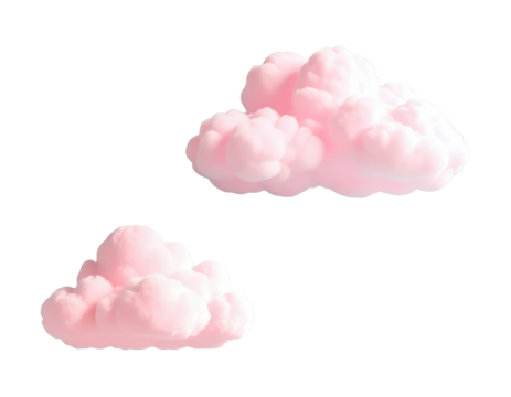 pink fluffy clouds isolated on transparent png