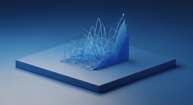 Abstract 3D render of a modern financial chart showcasing trends and analysis for business and