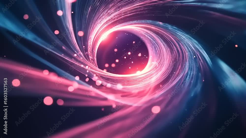 Wall mural abstract representation of a colorful vortex with glowing particles swirling in a cosmic background