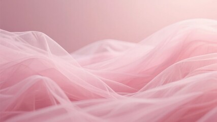 Soft Pink Tulle Fabric Draped in Gentle Waves