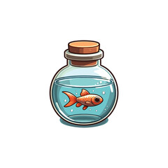 Small Goldfish in a Round Bottle
