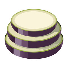 Fresh Healthy Eggplant Round Slices - Vector Illustration