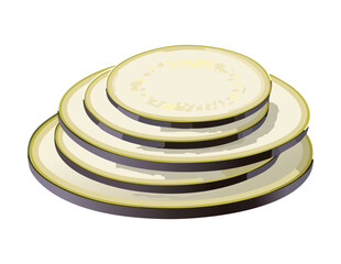Stack of Thin Eggplant Slices - Vector Illustration