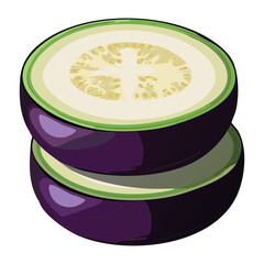Healthy Fresh Eggplant Slices Stack - Vector Illustration