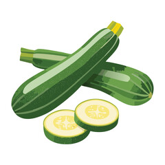 Crossed Fresh Green Zucchini - Vector Illustration