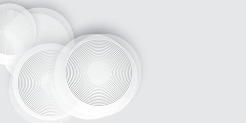 White geometric abstract background overlap layer on bright space with lines effect decoration. Modern graphic design element circles style concept for banner, modern vector arts
