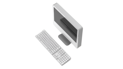 A computer setup featuring a monitor and keyboard, designed for productivity and digital tasks.
