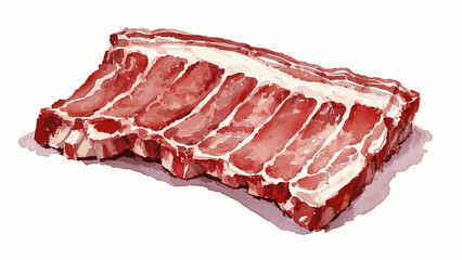Bone Curve Pork ribs isolated watercolor vector illustration svg