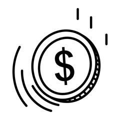 Obraz premium Dollar coin line icon illustration for finance, money, and investment concepts