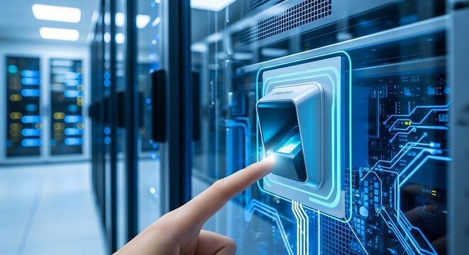 Advanced biometric security system in server room for data protection access