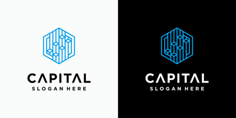 Three-dimensional building growth graphic vector logo design with modern, simple, clean and abstract style. Icons for business, finance, consulting and personal branding.