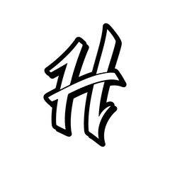 Bold Letter H Graffiti Style Vector Illustration - Street Art Design