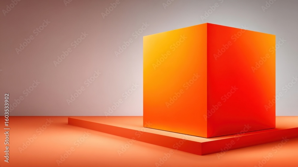 Poster abstract representation of a red and orange object symbolizing public procurement with creative box 