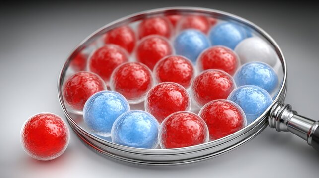 Magnite displaying red, white, and blue candis as a concept for quantum emotional investment analyzer visualization