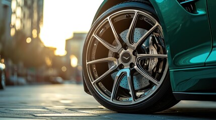 3D render of car wheel with alloy rim