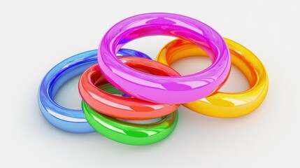 Naklejka premium 3D render of colorful stacking rings