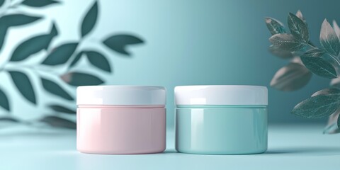 3D render of couple face mask jars side by side