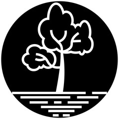 tree glyph icon. black and white tree