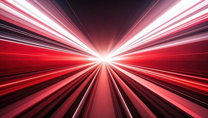 Fototapeta premium Abstract red light burst with dynamic lines, conveying speed and energy in a futuristic style.