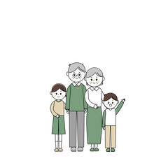 祖父母と孫のシンプルなイラスト