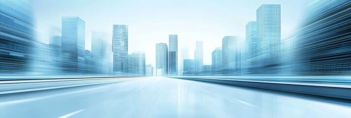 Fototapeta premium Blurred Cityscape with High-Speed Road