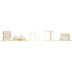 Golden Books Outline on Transparent Backdrop for Education and Literary Projects