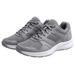 Stylish gray athletic shoes with mesh detailing, perfect for workouts or casual outings.