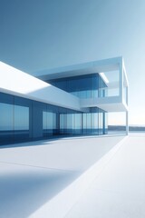 Obraz premium Modern Glass Building with Clean Lines and Reflective Surfaces