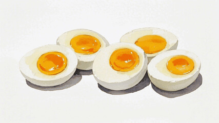 Perfect Halves Several hard-boiled egg halves isolated watercolor vector illustration svg