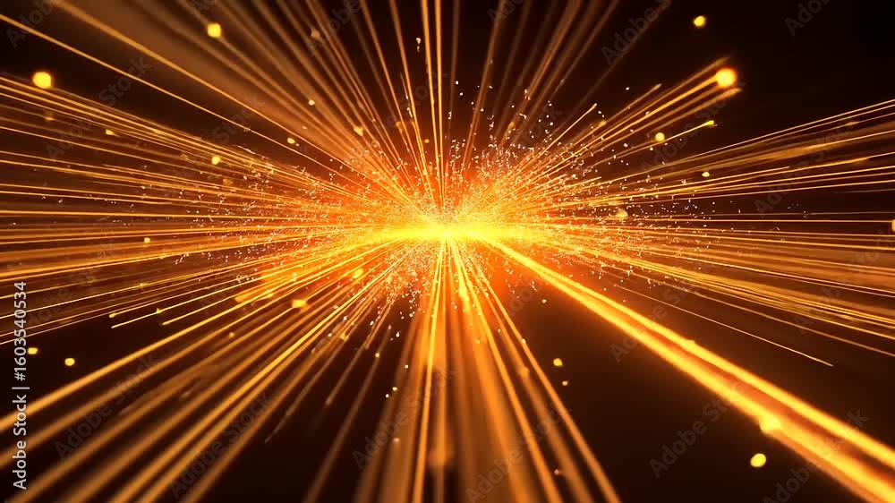 Wall mural abstract explosion of golden light rays emanating from the center, creating a vibrant cosmic effect