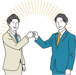 グータッチをする男性ビジネスマンのイラスト素材