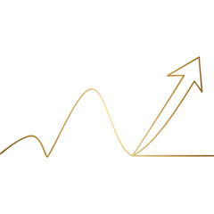 Golden Arrow Up Icon Isolated on Transparent Background for Growth and Success Design