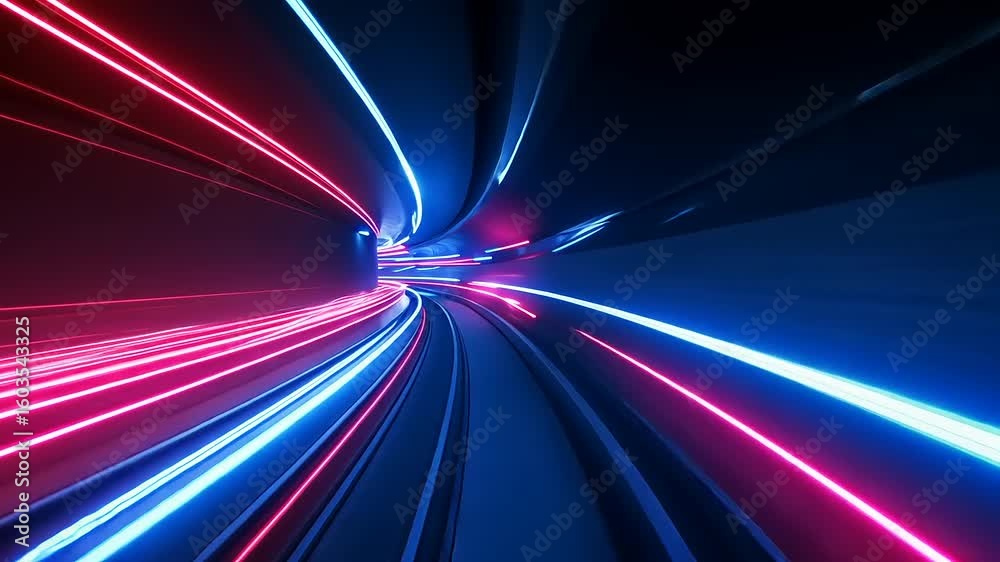 Wall mural dynamic light trails in a futuristic tunnel, creating a sense of speed and motion