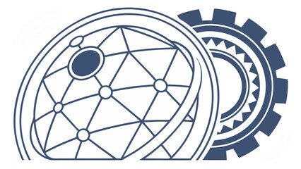 Globe Network and Gear Technology and Connectivity Illustration.