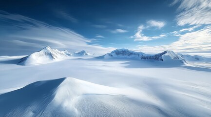 Snowy Mountain Landscape Under a Clear Blue Sky