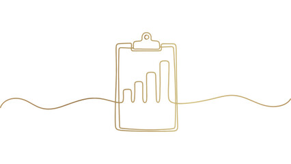 Obraz premium Golden Clipboard with Graph Outline Vector Illustration on Transparent Background