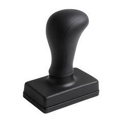 A sleek black rubber stamp with a comfortable grip, perfect for office or creative projects.