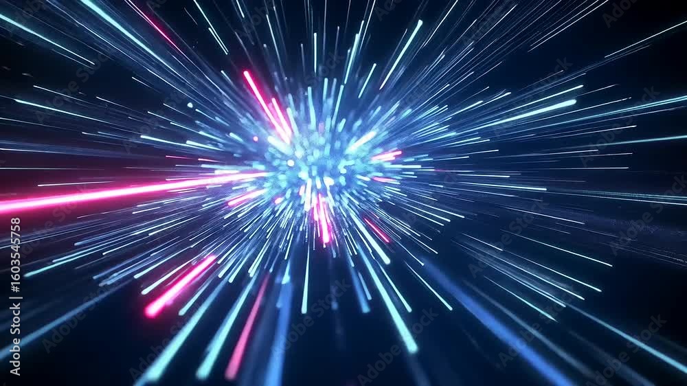 Wall mural abstract explosion of colorful light beams radiating in a dynamic pattern, creating a vibrant atmosp