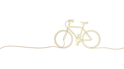 Golden Bicycle Continuous Line Art on Transparent Background for Sporty Designs