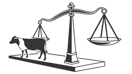 Weighing the Value of a Cow on a Balance Scale.