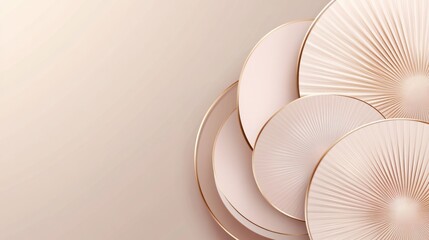 Abstract pastel pink and gold circles, elegant design, luxury background.