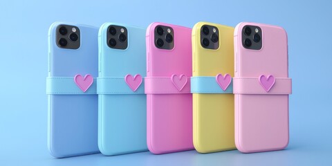 3D render of matching phone grips with love signs