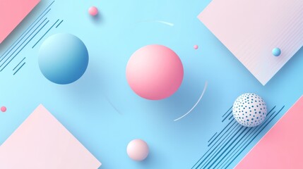 Abstract pastel background with spheres and geometric shapes.