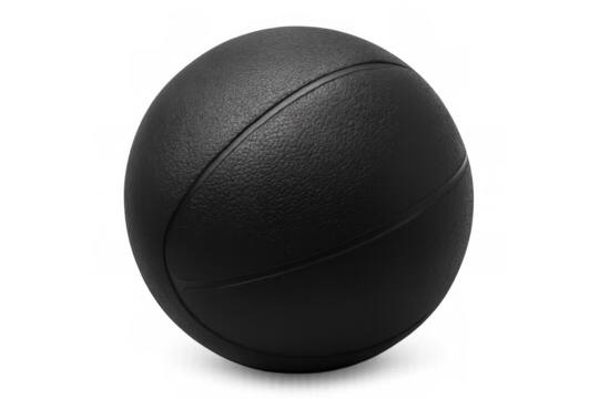 Close-up of a realistic black basketball ball with a textured surface, isolated on a transparent background - Powered by Adobe